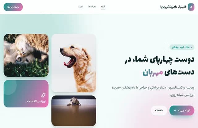 پیشنمایش قالب دامپزشکی پویا